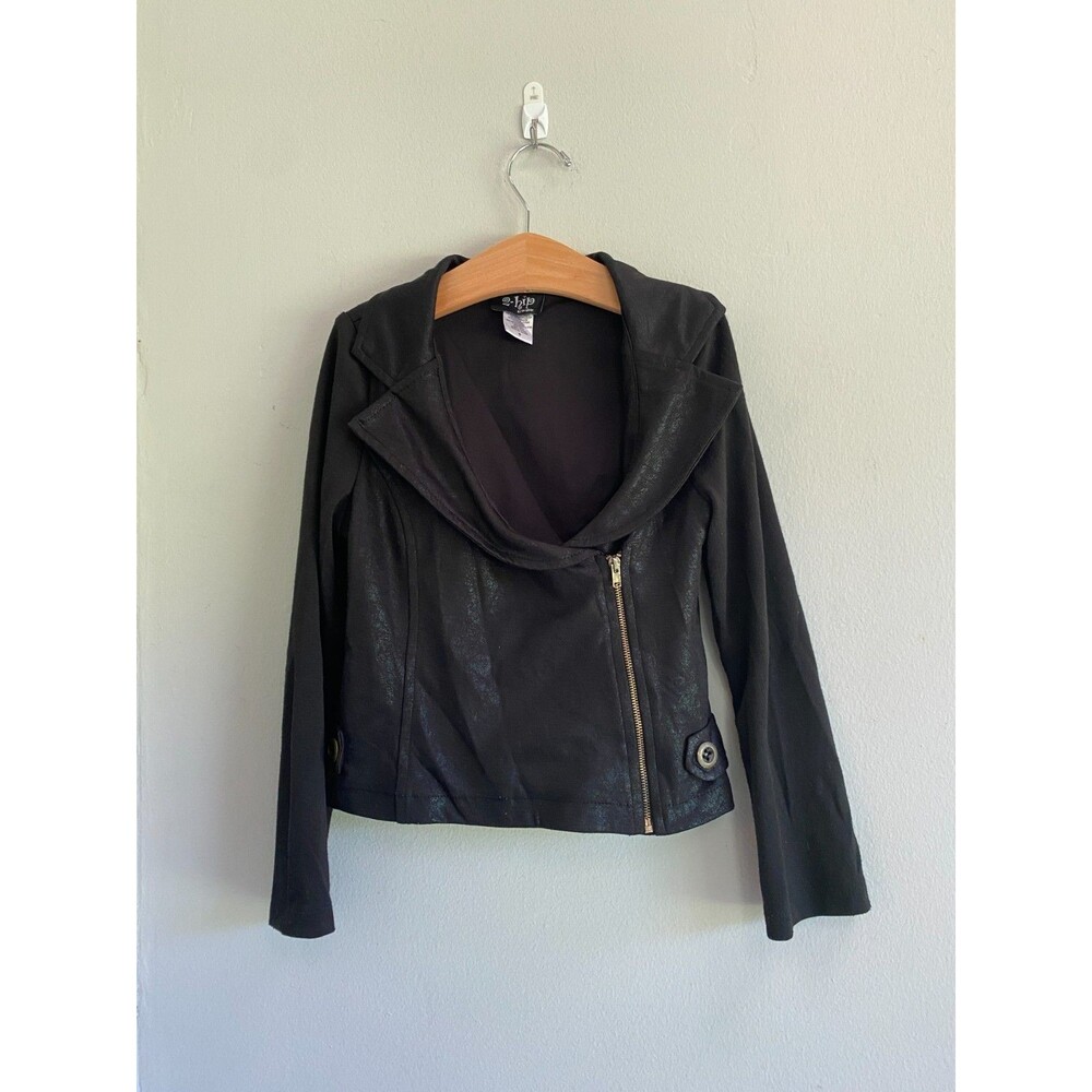 Vintage 2-Hip by Wrapper Girl's Chic Faux Leather Look Jacket Black size Small